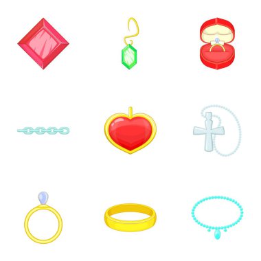 Takı Icons set, karikatür tarzı