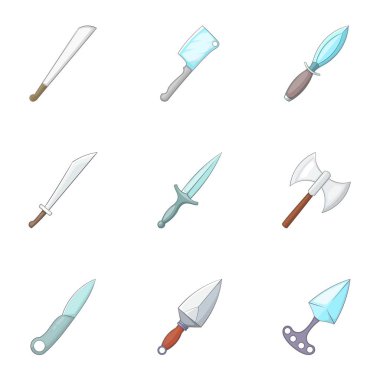 Çelik silah Icons set, karikatür tarzı