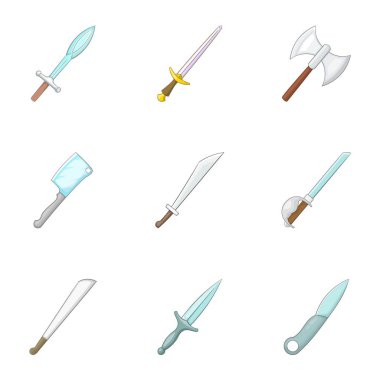 Silah Icons set, karikatür tarzı