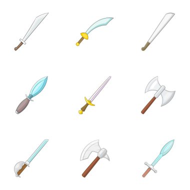 Kılıç, bıçak, hançer Icons set, karikatür tarzı