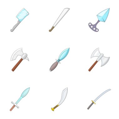 Keskin bıçakları Icons set, karikatür tarzı