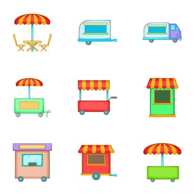 Sokak simgeler kümesi, karikatür tarzı için mobil Dükkanı