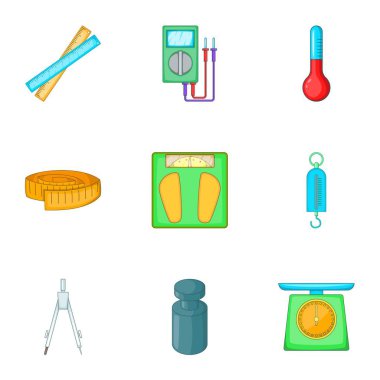 Ölçüm Icons set, karikatür tarzı için Araçlar