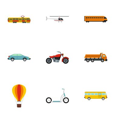 Ulaşım İmkanları Icons set, düz stil