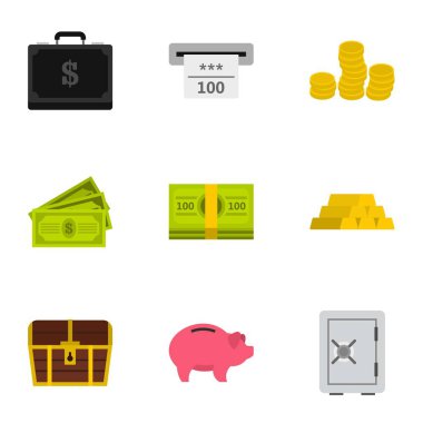 Finans Icons set, düz stil