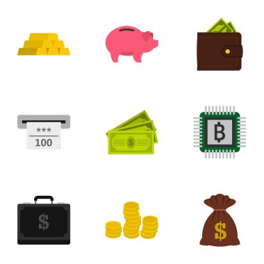 Nakit Icons set, düz stil