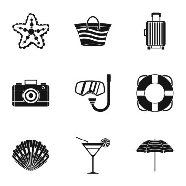 Beach Icons set, basit tarzı