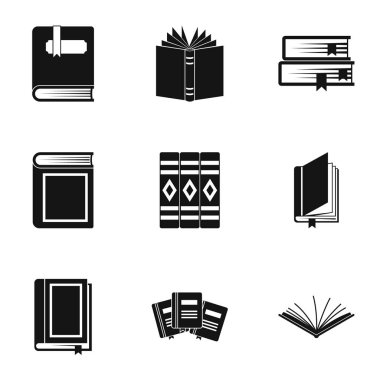 Kitaplar Icons set, basit tarzı