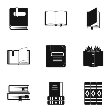 Eğitim kitap Icons set, basit tarzı