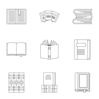 Kitaplar Icons set, anahat stili