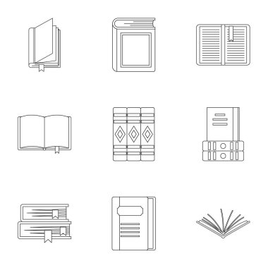 Kütüphane Icons set, anahat stili