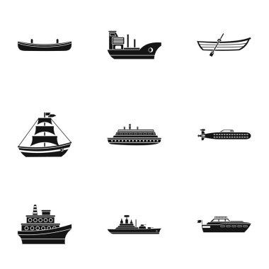 Tekne Icons set, basit tarzı