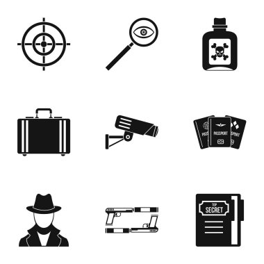 Dedektif Icons set, basit tarzı