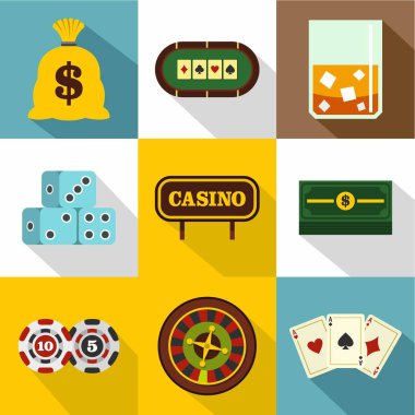 Ev Icons set kumar, düz stil