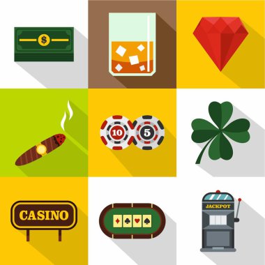 Icons set, düz stil kazanmak