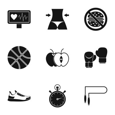 Aktif spor Icons set, basit tarzı