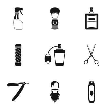 Saç modeli Icons set, basit tarzı