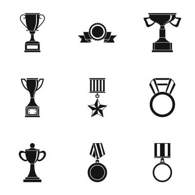 Icons set, basit tarzı kazanmak