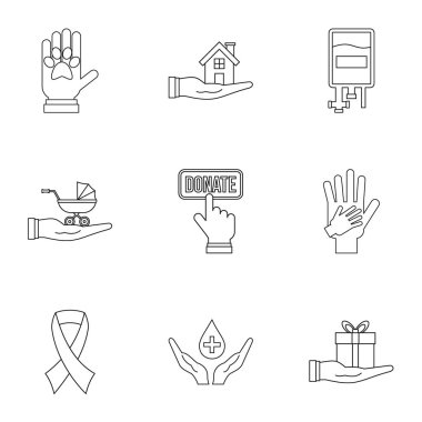 Bağış Icons set, anahat stili