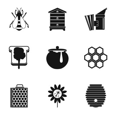 Arıcılık Icons set, basit tarzı