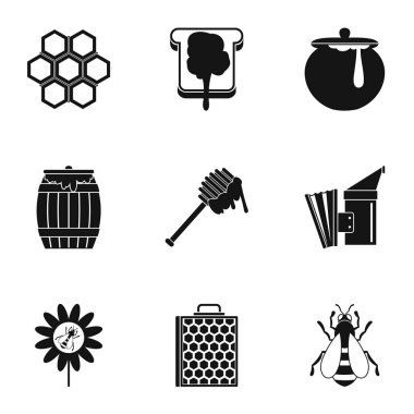 Bal Üretim Icons set, basit tarzı