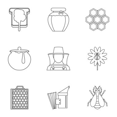 Arıcılık Icons set, anahat stili
