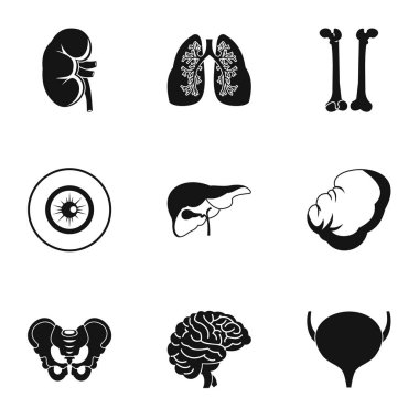 İç organları Icons set, basit tarzı
