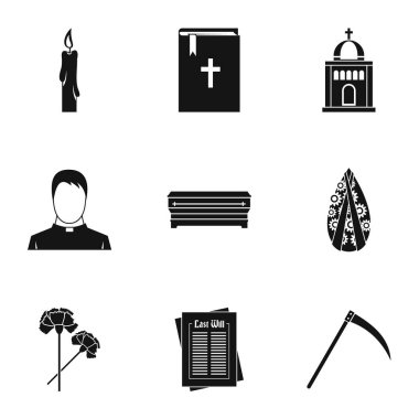 Cenaze Hizmetleri Icons set, basit tarzı