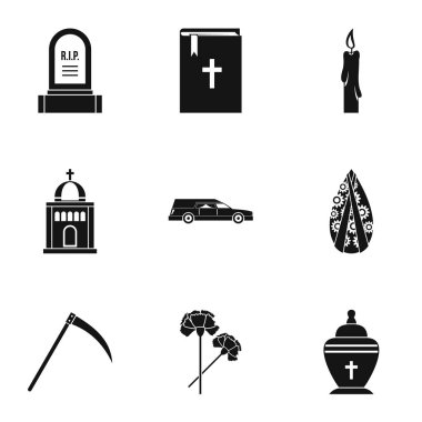 Cenaze Icons set, basit tarzı