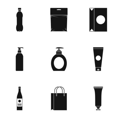 Ambalaj Icons set, basit tarzı