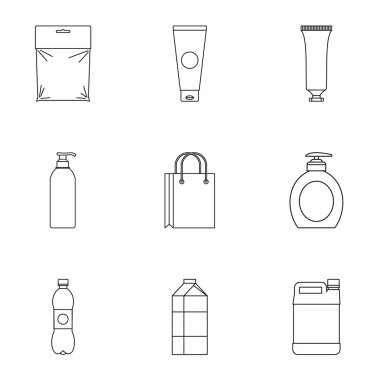 Konteyner Icons set, anahat stili