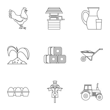 Tarım Icons set, anahat stili