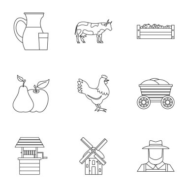 Çiftlik simgeleri seti, özet biçimi