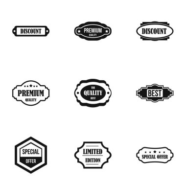 Türleri Icons set, basit stil etiketi