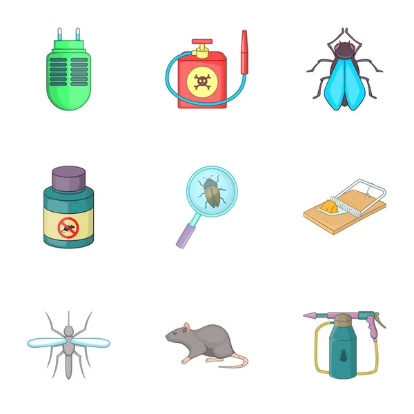 家中害虫控制服务图标集，卡通风格 — 图库矢量图片