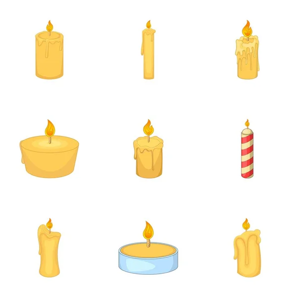 Candles icons set, cartoon style — Stock Vector