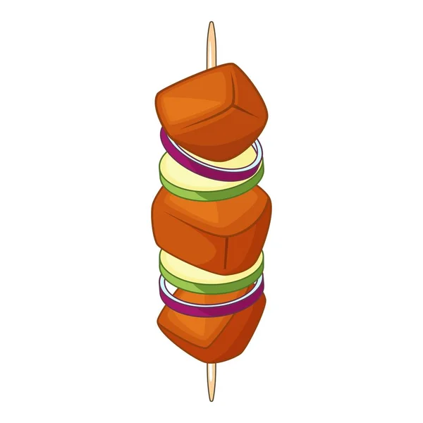 Barbecue kebab on a skewer icon, cartoon style — Stock Vector