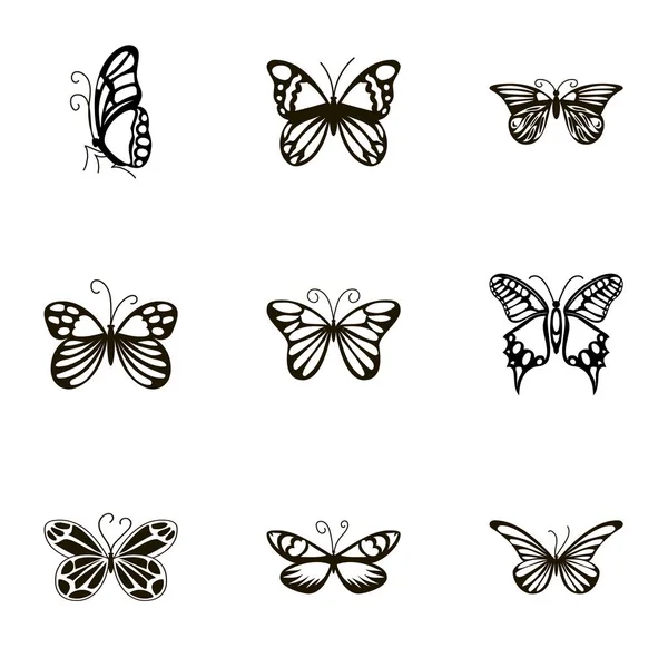 美しい蝶のアイコンを設定、漫画のスタイル — ストックベクタ