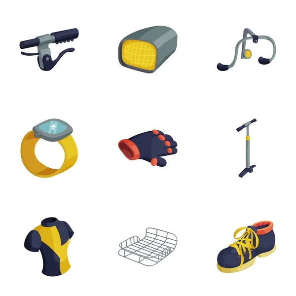 Equipo de bicicletas iconos conjunto, estilo de dibujos animados — Vector de stock