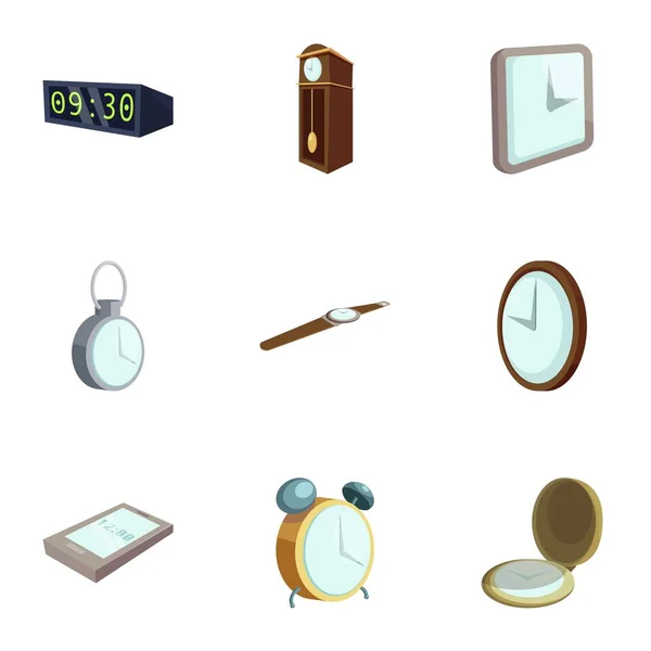 Διαφορετικά ρολόγια εικόνες set, ύφος κινούμενων σχεδίων — Διανυσματικό Αρχείο