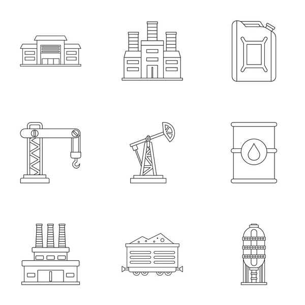 Aardolie iconen set, Kaderstijl — Stockvector