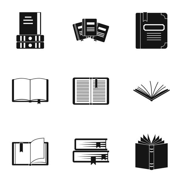 Reading icons set, simple style — Stock Vector