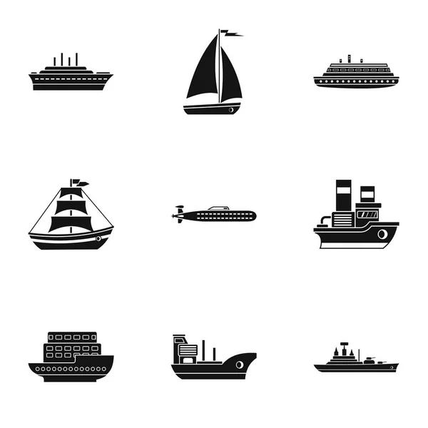 Conjunto de ícones de navio, estilo simples — Vetor de Stock