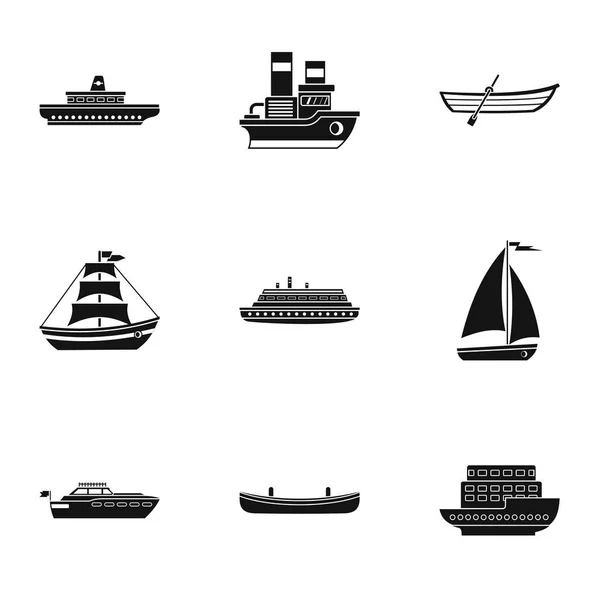 Ensemble d'icônes de transport maritime, style simple — Image vectorielle