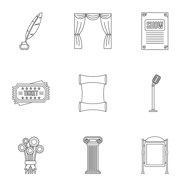 Divertissement dans les icônes de théâtre ensemble, style contour — Image vectorielle