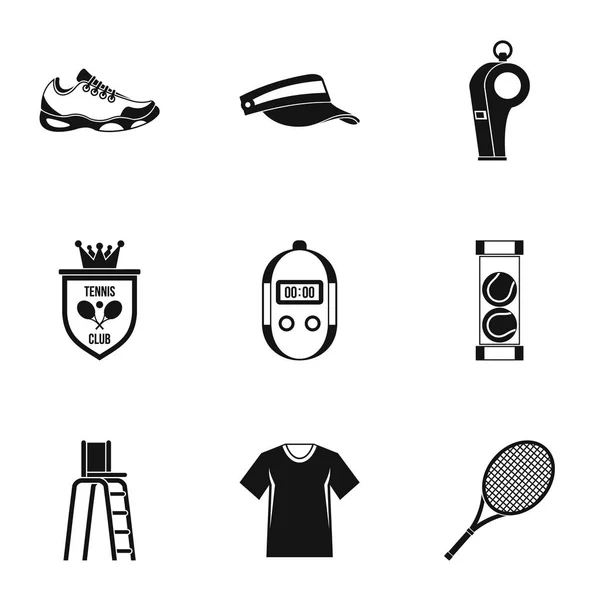 Большой набор икон для тенниса, простой стиль — стоковый вектор