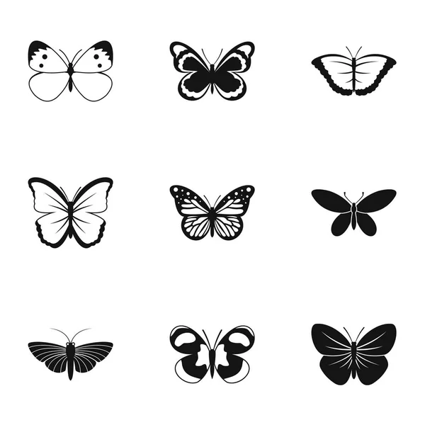 Owady motyle zestaw ikon, prosty styl — Wektor stockowy