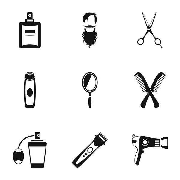 Ensemble d'icônes de coiffeur, style simple — Image vectorielle