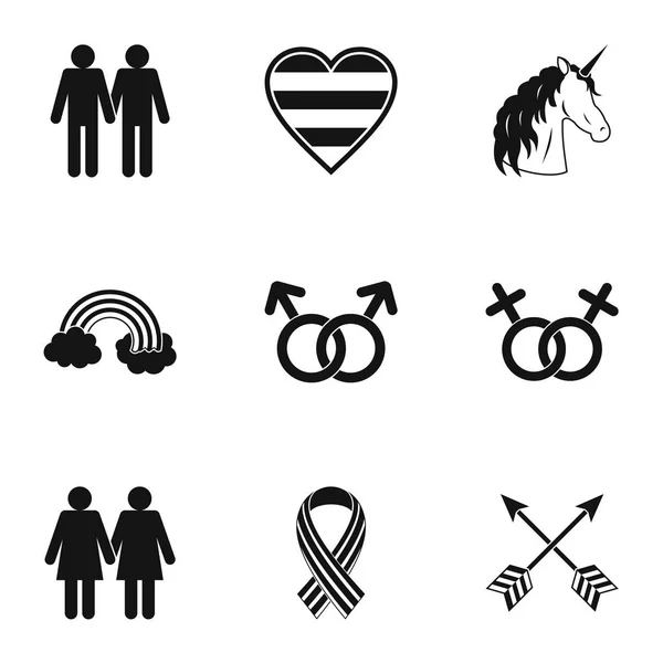 Set di icone Lgbt, stile semplice — Vettoriale Stock