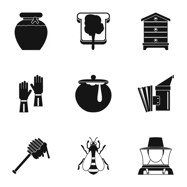 Arı kovanı Icons set, basit tarzı — Stok Vektör